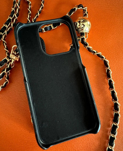 Iphone Chanel Case Black Phone Case + chain