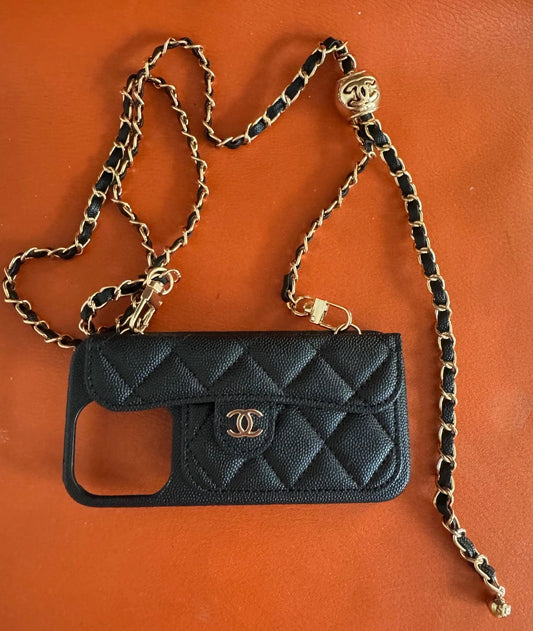 Iphone Chanel Case Black Phone Case + chain